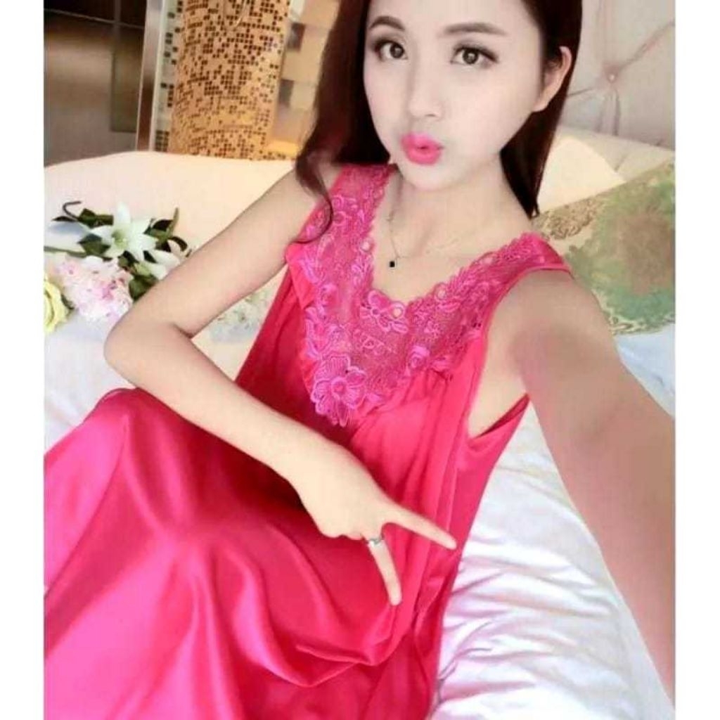 Daster Jumbo Lingerie Haapy Wanita Dewasa Bahan Satin Import  Ukuran XXL