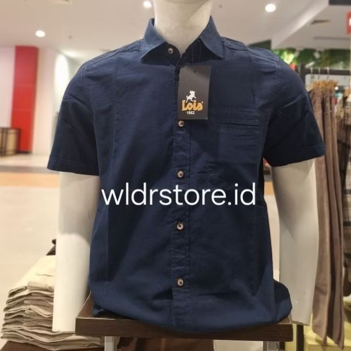 KEMEJA PRIA LOIS ORIGINAL LENGAN PENDEK SLIMFIT NAVY