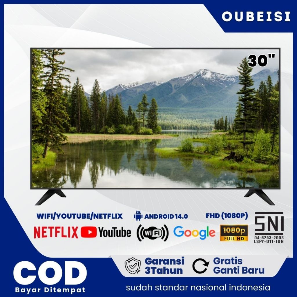 OUBEISI TV 21/22/24/25/27/30 inch Smart TV LED Digital Android 11.0 FHD