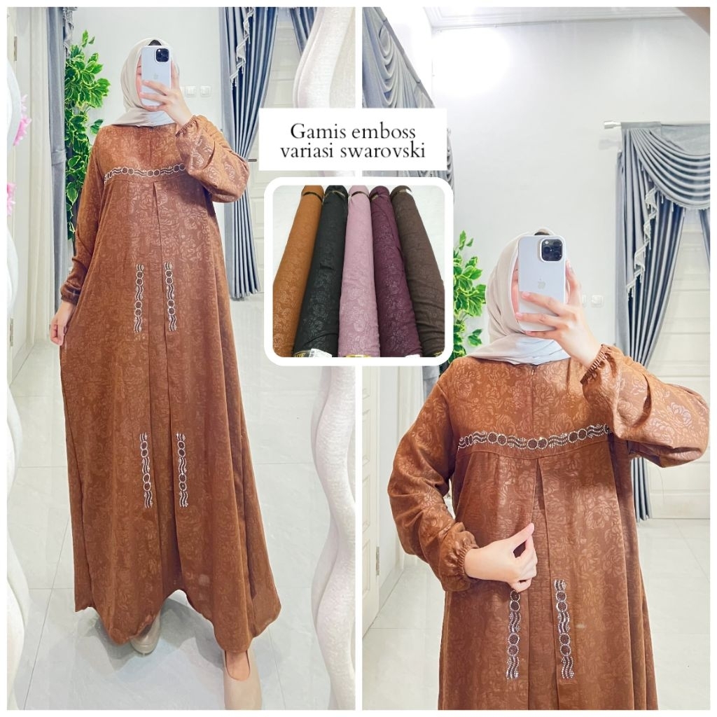 gamis crinkle embos // gamis wanita trend //busana muslim wanita