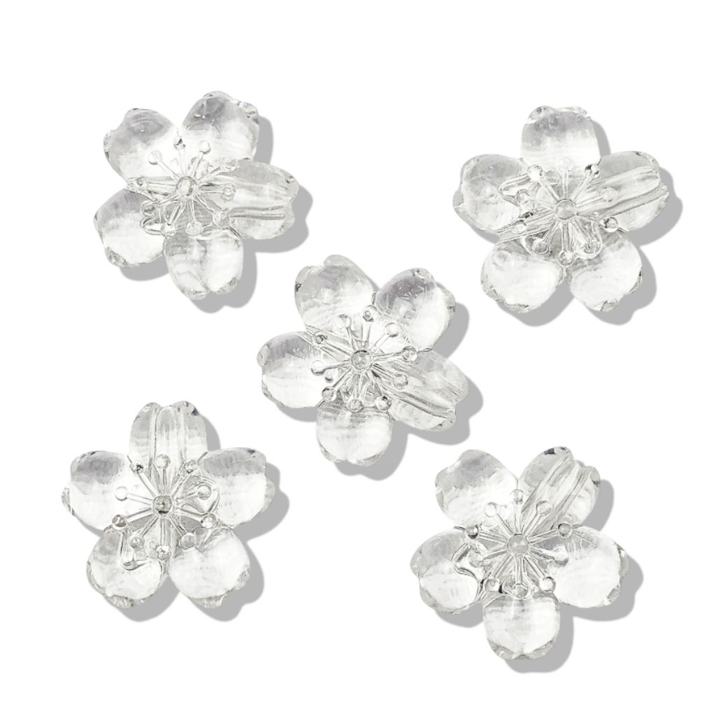 NAUU DIY - 5pcs Manik Bunga Putik Besar Transparan Bening Clear