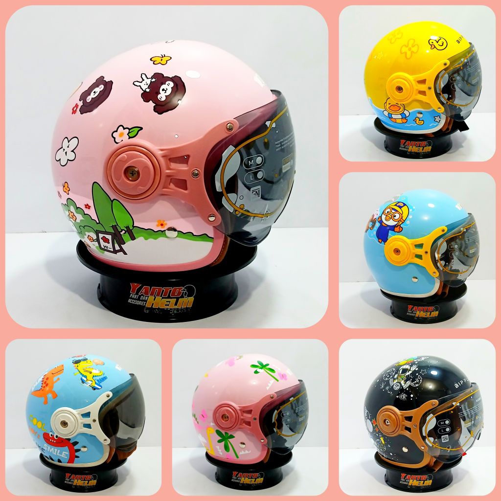 Helm Anak Lunar Kids Kaca Pilot Anti UV BIP PLAST Retro Bogo Anak