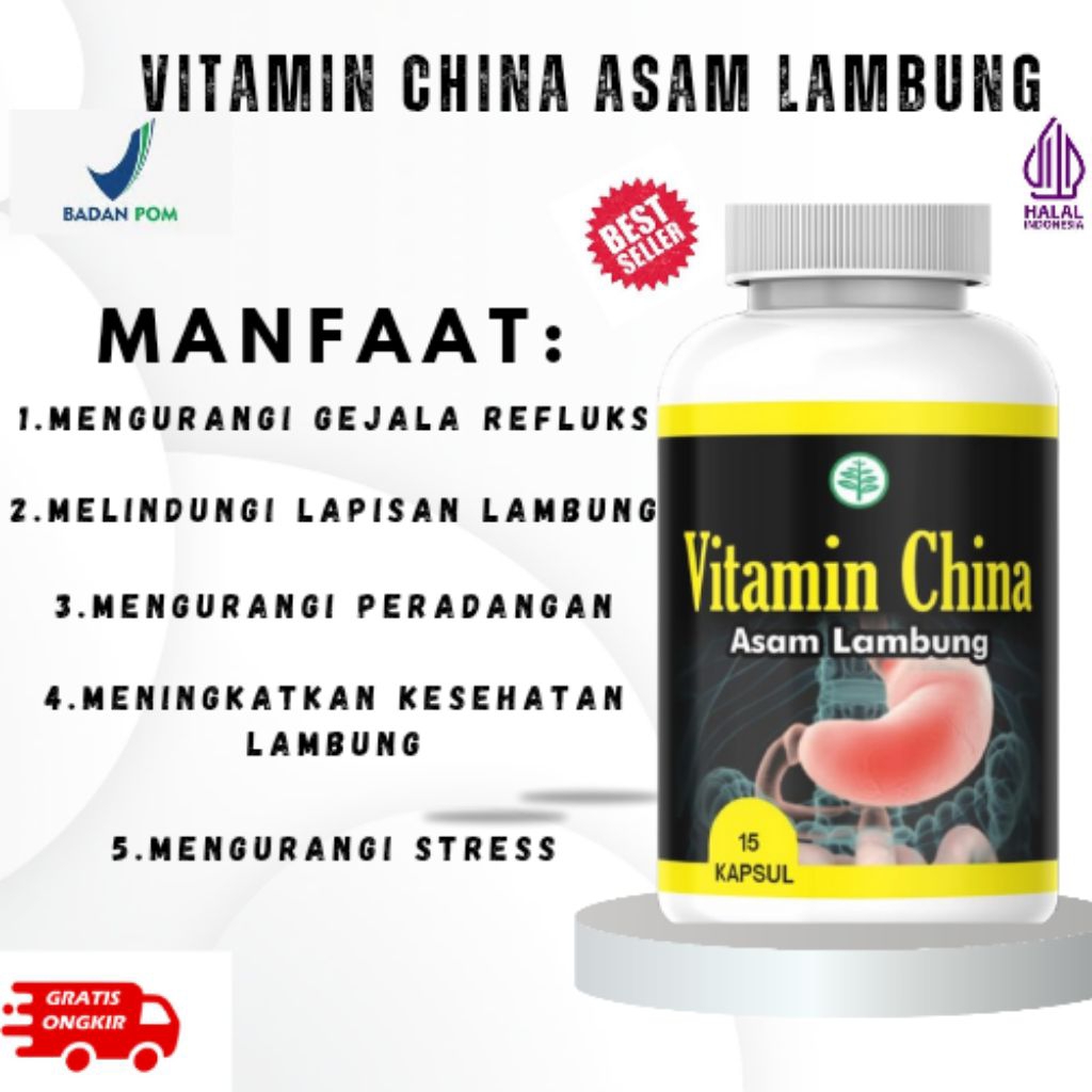 VITAMIN CHINA ASAM LAMBUNG-melindungi lapisan lambung-meningkatkan kesehatan lambung-mengurangi geja