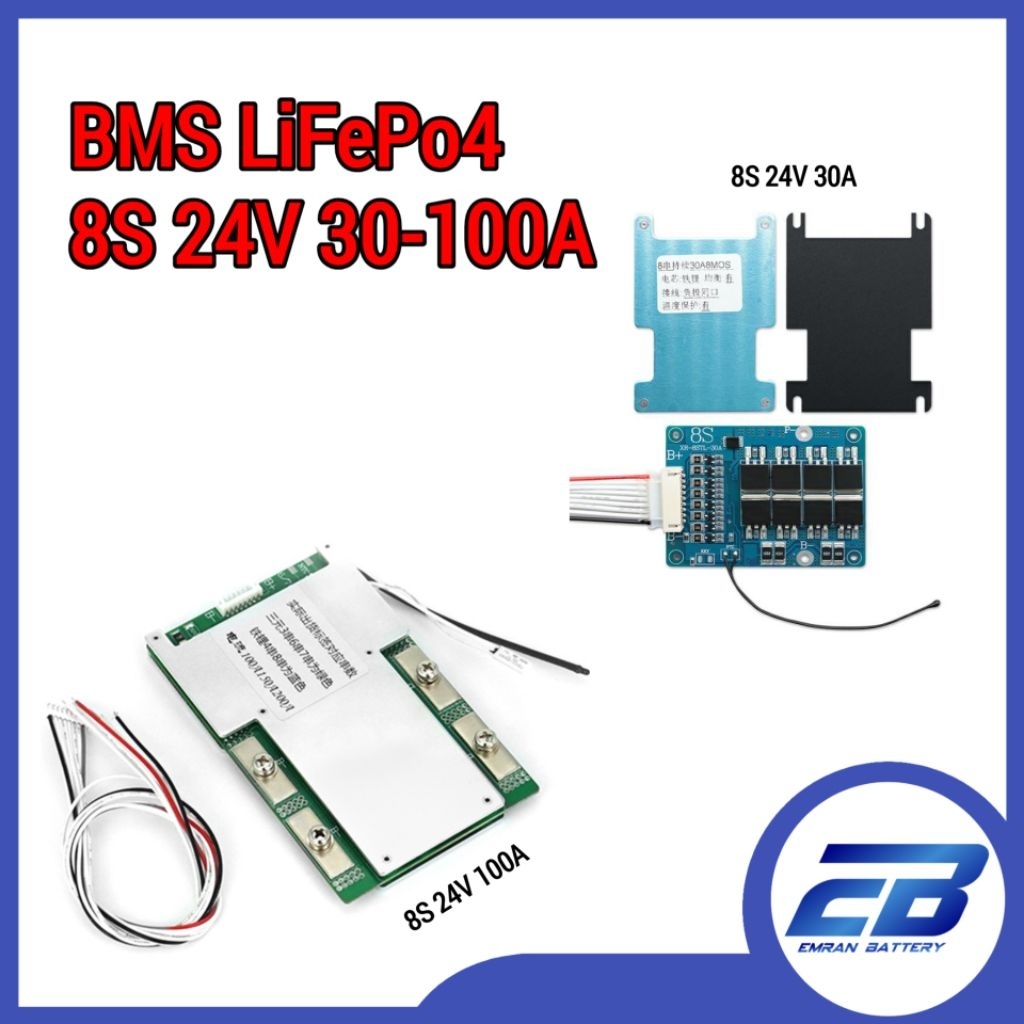 bms baterai lifepo4 24v 8s 30a 100a