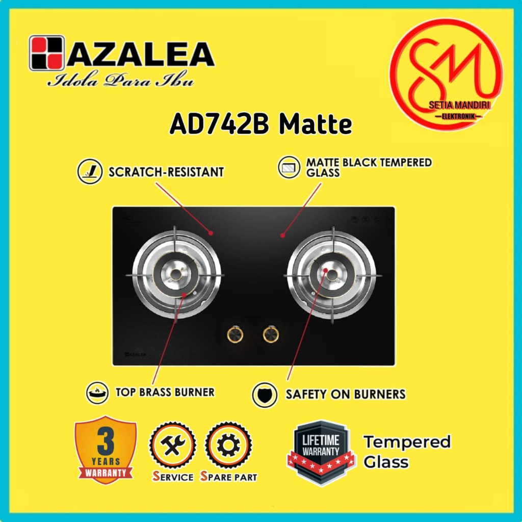 [INSTANT] AZALEA Kompor Gas Tanam 2 Tungku AD742B Matte - Gas LPG Cooker