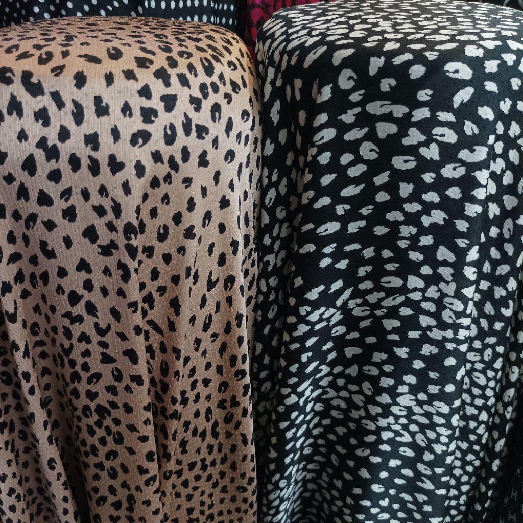 ​KAIN CRADENZA SILK Premium MOTIF | Satin Shimmer Crinkle Plisket Bahan Gamis Dress Mewah (Harga Kai