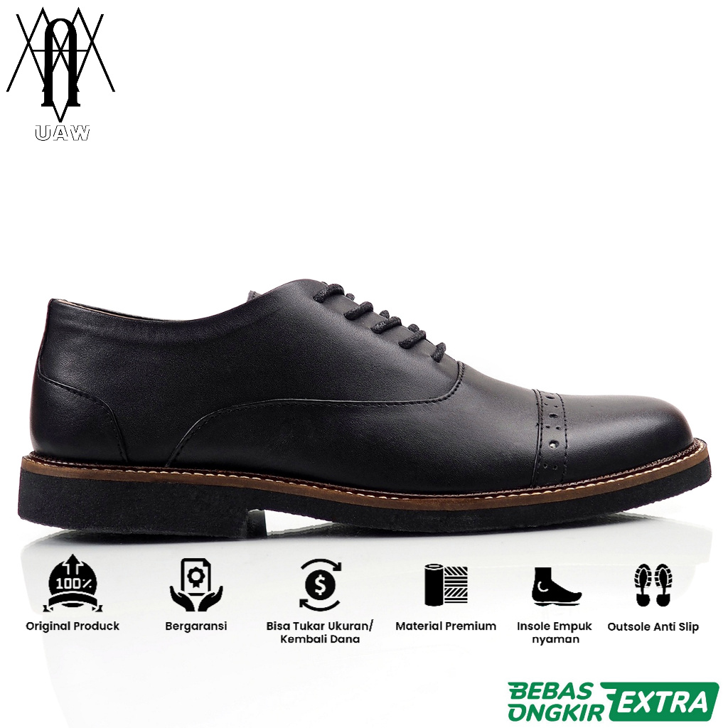 REYL MAN Garansi 100% Ori | SEPATU REYL MAN JAZZ 2.0 BLACK - Sepatu Formal Pria Kulit Oxford Hitam