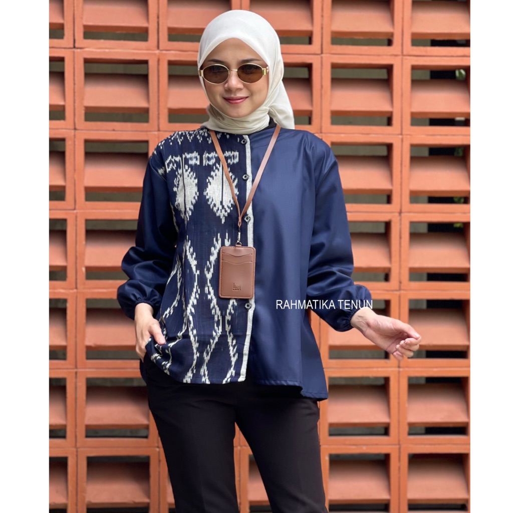 Blus Tenun Nabila series Blus Kantor wanita Blus Tenun Kombinasi Toyobo premium