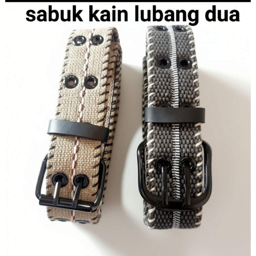sabuk Kain Pria Lubang Dua Model Sabuk Kain Canvas Lubang Dua Fashion Pria Wani sabuk Tentara Kain L