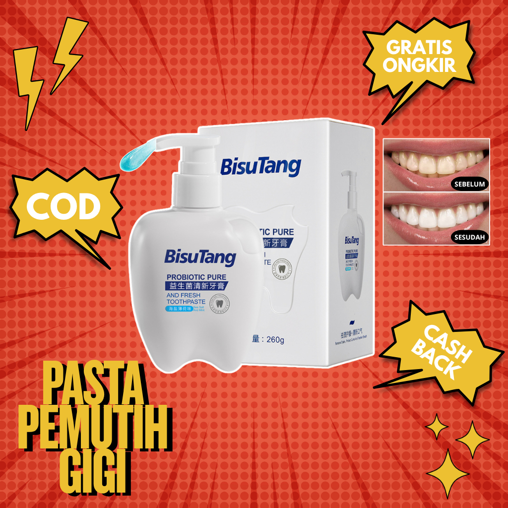 BISUTANG Odol Gigi Pembersih Noda Karang Gigi - Pasta Pemutih Gigi Anti Kuning Sea Salt Mint