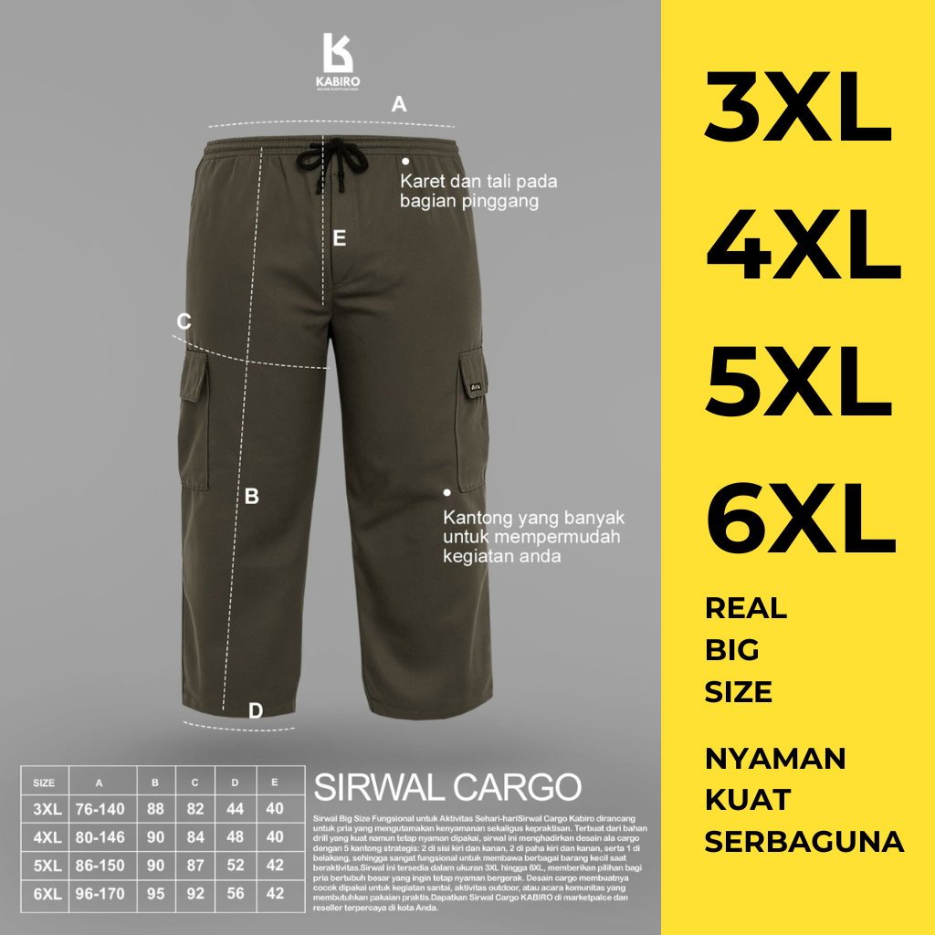 Cargo Jumbo Big Celana Cargo Jumbo Big Size Pria Sirwal Cargo Kabiro Bahan Drill