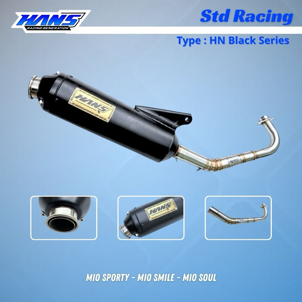 Knalpot std racing mio smile-mio sporty-mio soul brket ori non tameng type HN black series