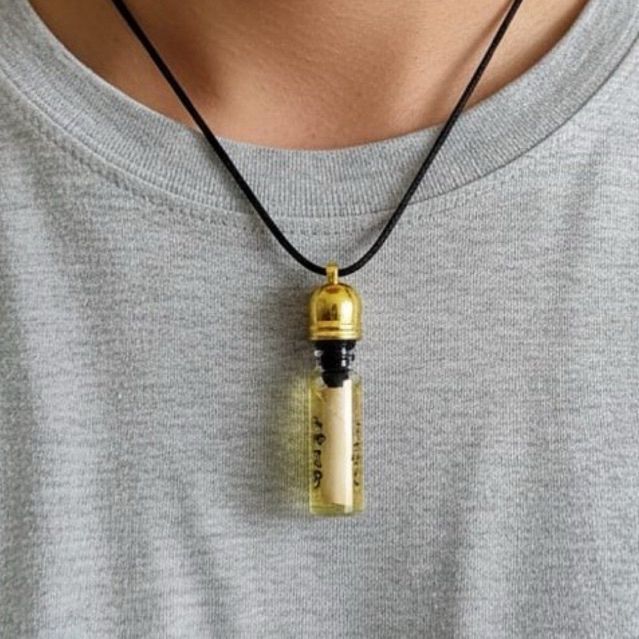 Kalung Liontin Tabung kaca Kaligrafi Parfum Ukuran 3ml