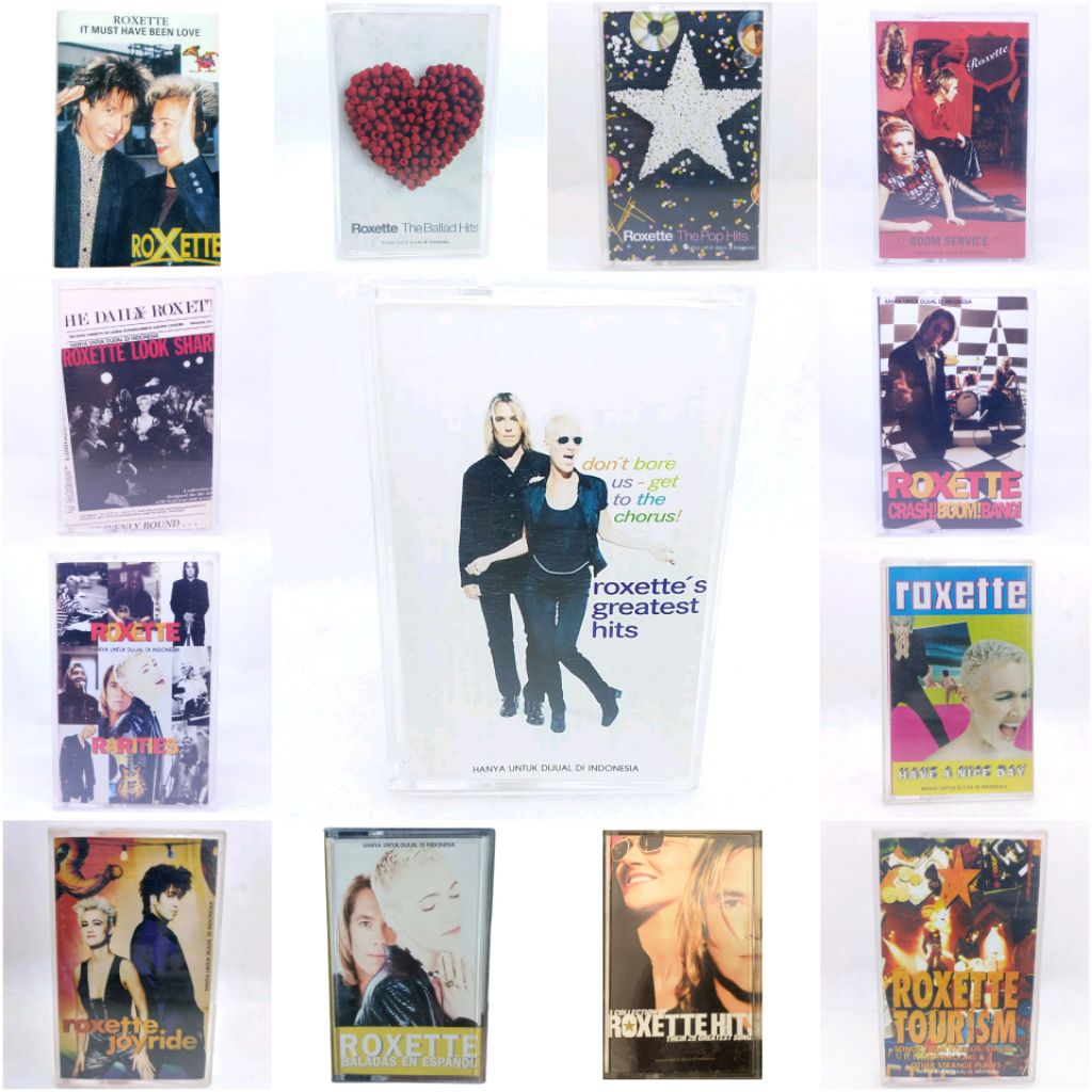 Kaset pita ROXETTE - greatest hits - joyride - tourism - crash boom bang - rarities - look sharp - r