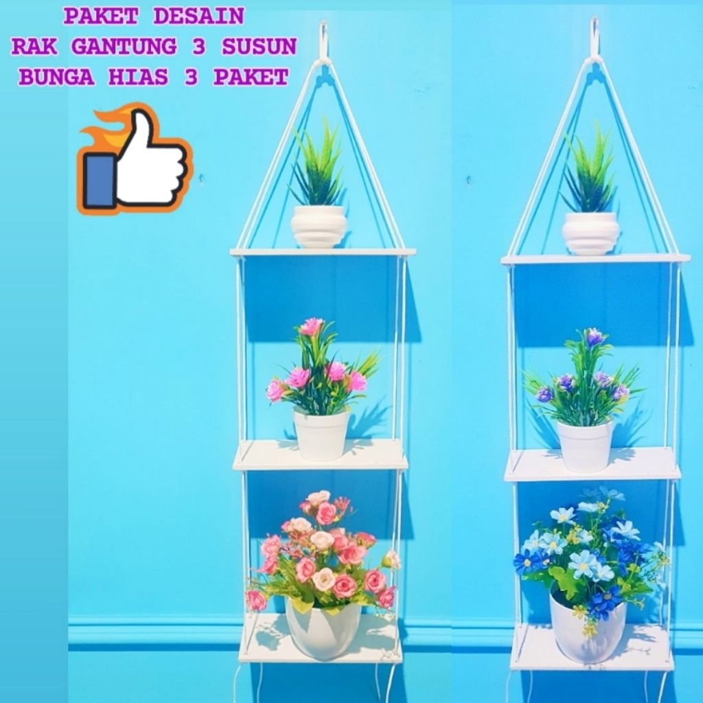 Rak + Bunga Hias Bunga Dekorasi Bunga Artifisial Plastik 1 Paket