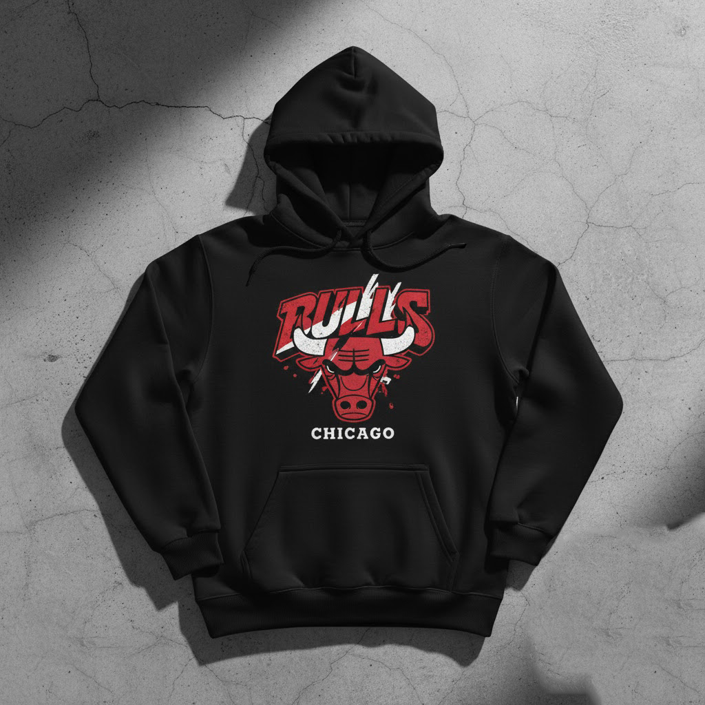 Hoodie Chicago Bulls Vintage Distressed NBA | Sweater Jumper Pria Wanita Hitam Keren