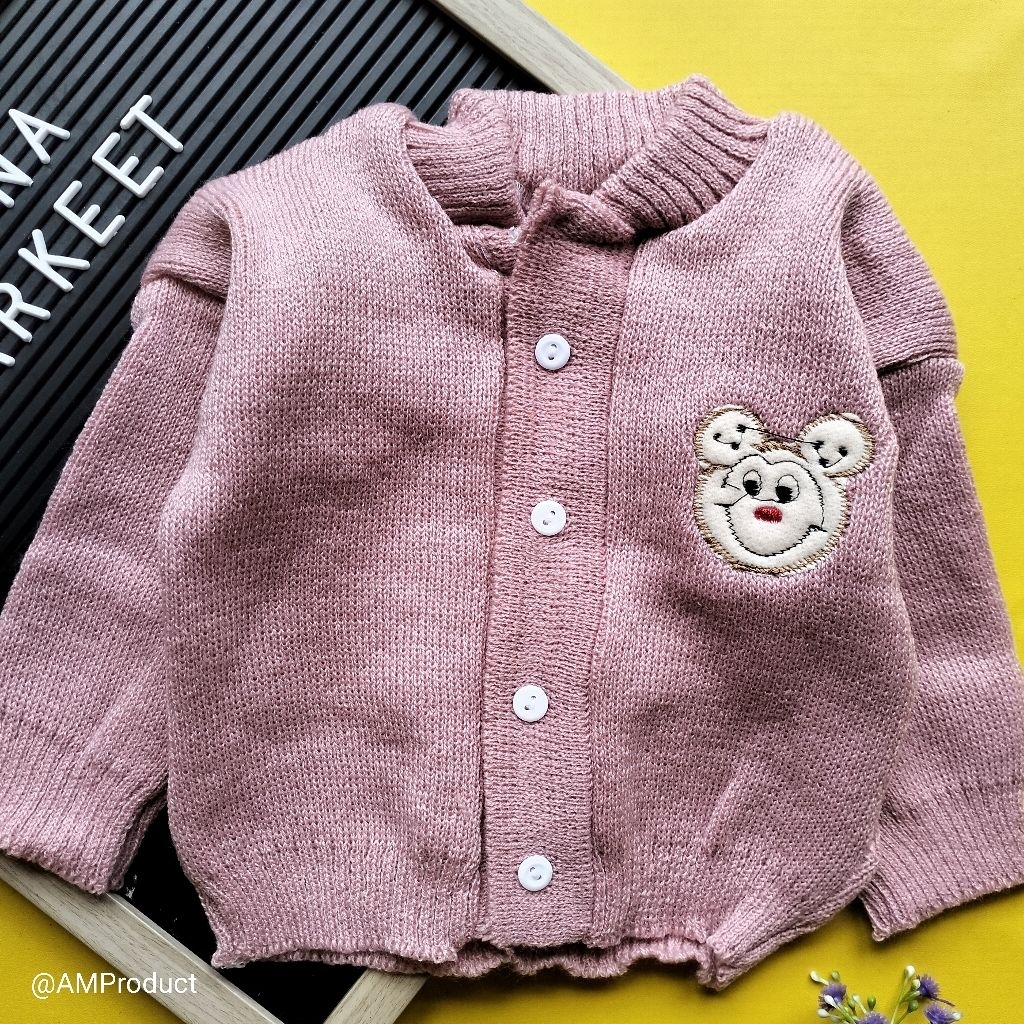 sweater jaket rajut bayi 0-6 bulan