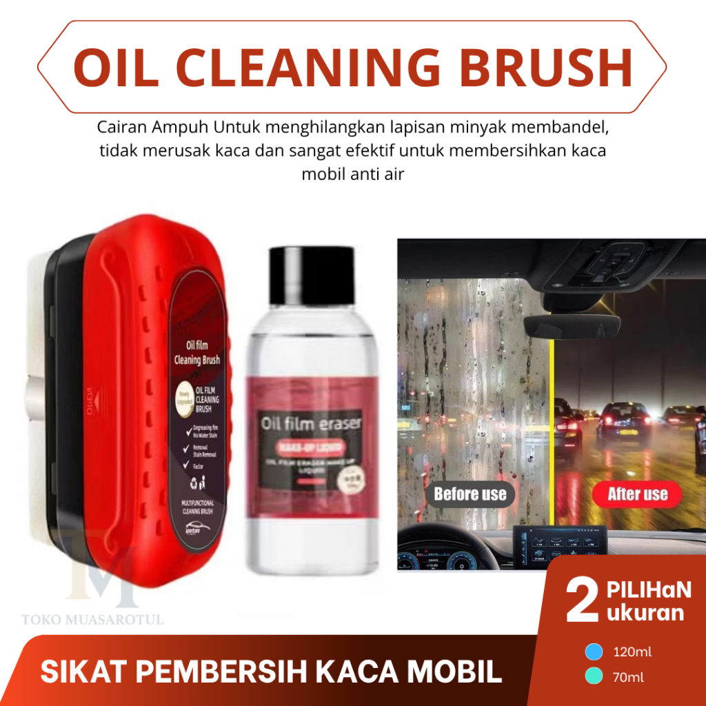 OIL FILM CLEANING BRUSH, Pembersih Kaca Mobil Anti Embun, Anti Jamur, Efek Daun Talas
