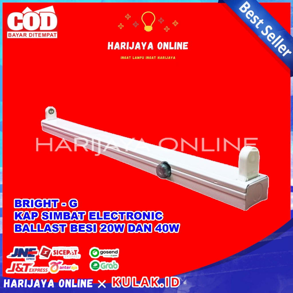 BRIGHT-G kap simbat / kap balok 20w 40w untuk lampu tl 20w 60cm 40w 120cm LAMPU NEON LED TL T8