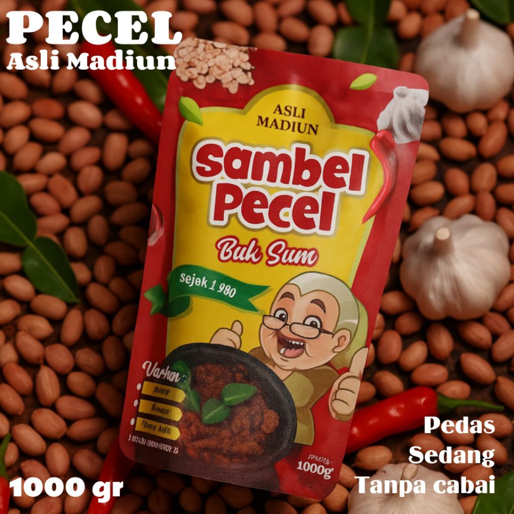 SAMBEL PECEL BUK SUM ASLI MADIUN / BUMBU PECEL MADIUN / PECEL MADIUN 1000 gram 1 kg / SAMBEL KACANG 