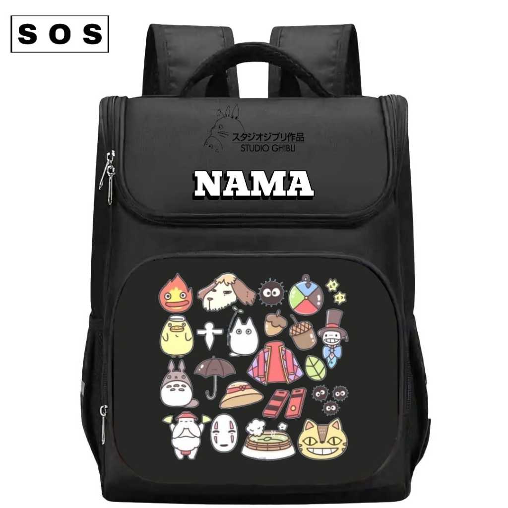 TAS RANSELFREE CETAK NAMA  BACKPACK TAS SEKOLAH  TAS ANAK TERBARU ANIMAI LUCU STUDIO GHIBLI