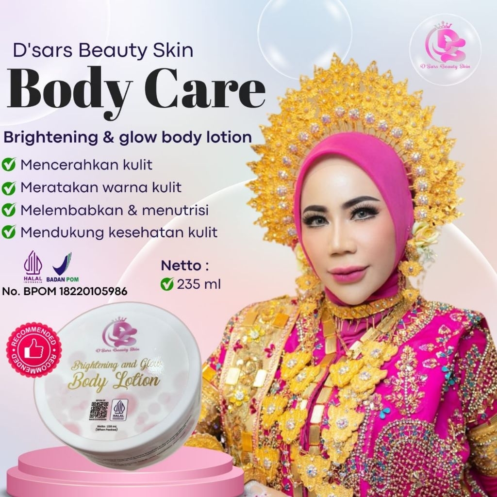 Brightening & Glow body lotion D'sars Beauty Skin kemasan besar