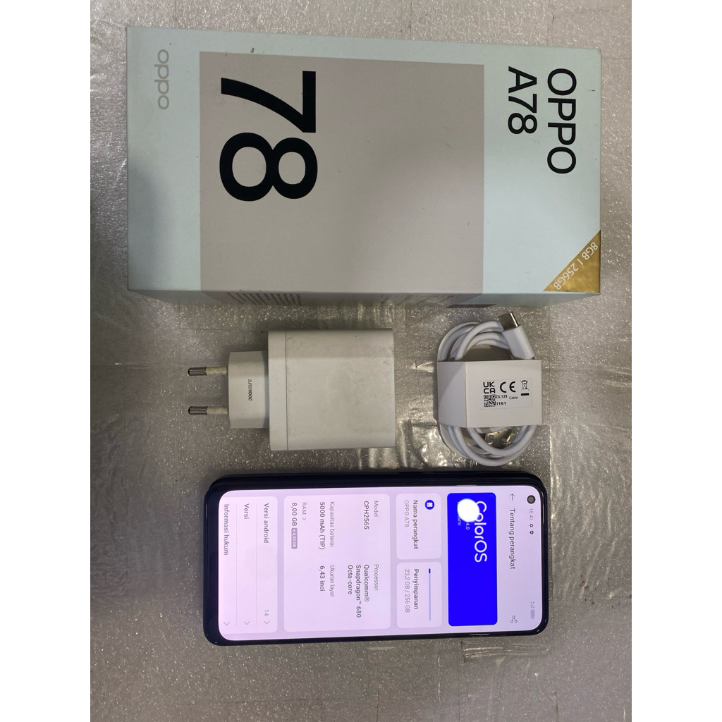 HP Oppo A78 ram 8/256 gb fulset resmi original (SECOND)