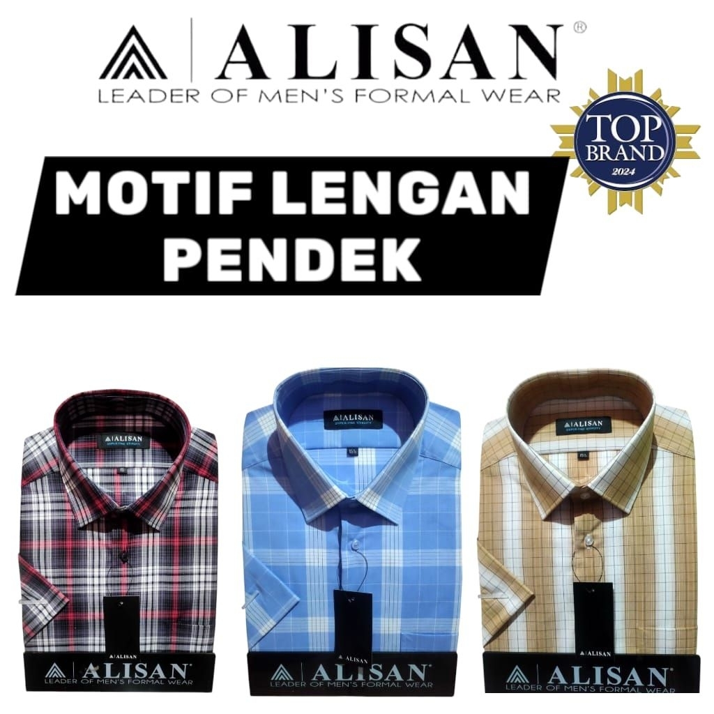 kemeja alisan lengan pendek motif