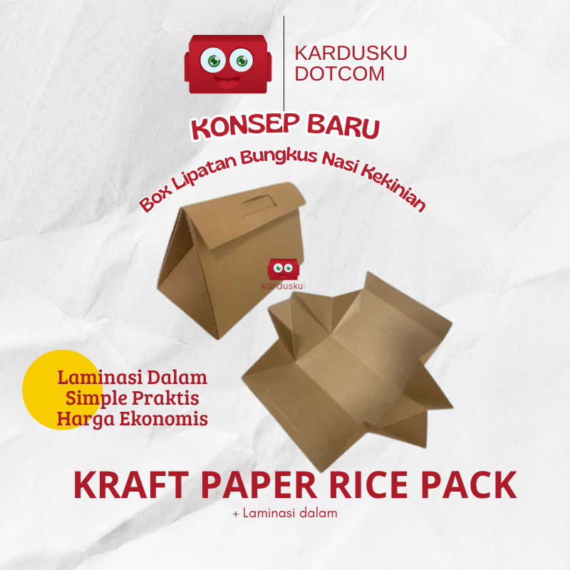 Paper Kraft Ricepack  Lunchbox Kekinian Box Bungkus Nasi Kekinian Food Ricebox Kertas Nasi Laminasi