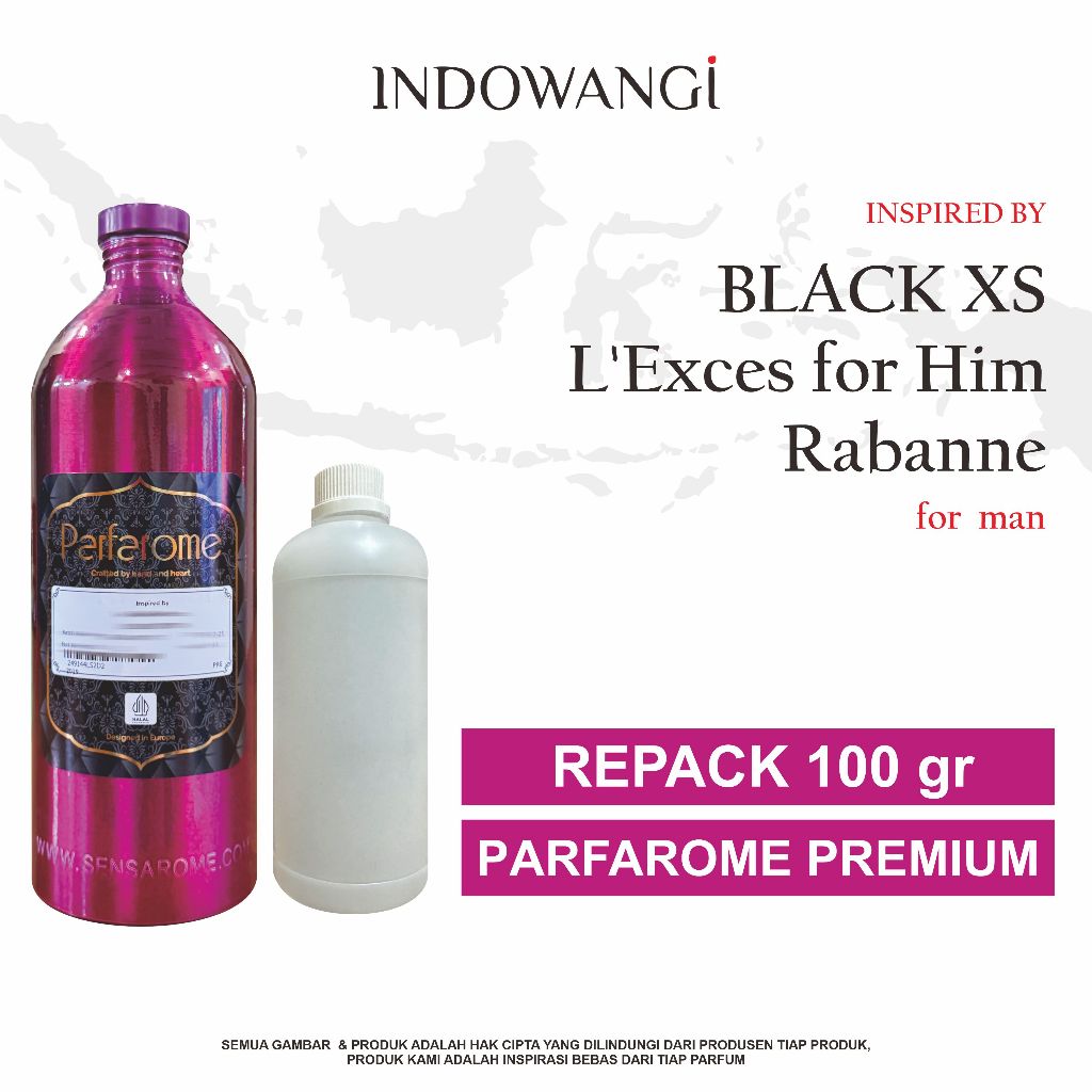 Bibit Parfum Black XS L'Exces for Him Parfarome Premium Repack 100GR