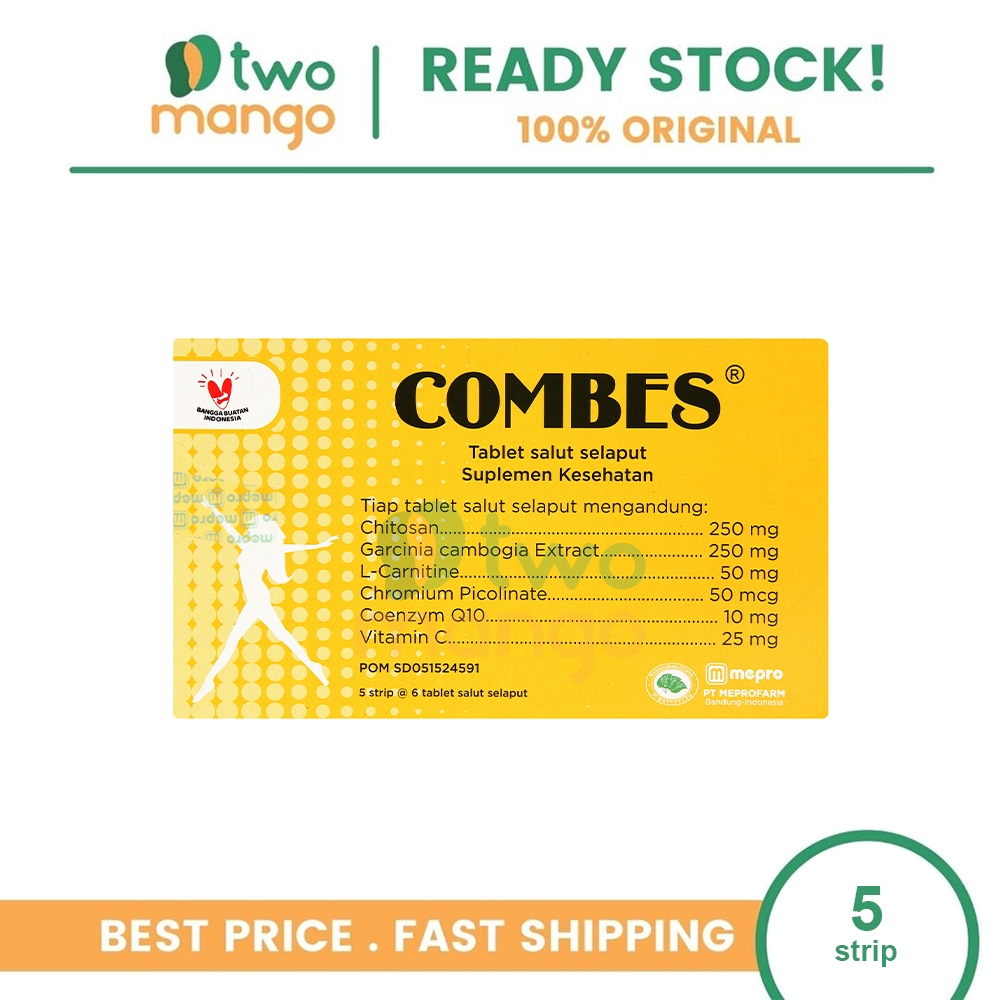 COMBES 1 BOX ISI 5 STRIP | Suplemen Pelangsing, Obat Diet, Menurunkan Berat Badan, Menahan Nafsu Mak
