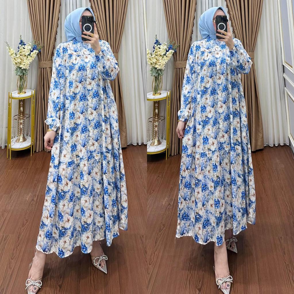 QF. GAMIS RAYON 943 MOTIF BUNGA / GAMIS / GAMIS TERBARU / GAMIS CANTIK