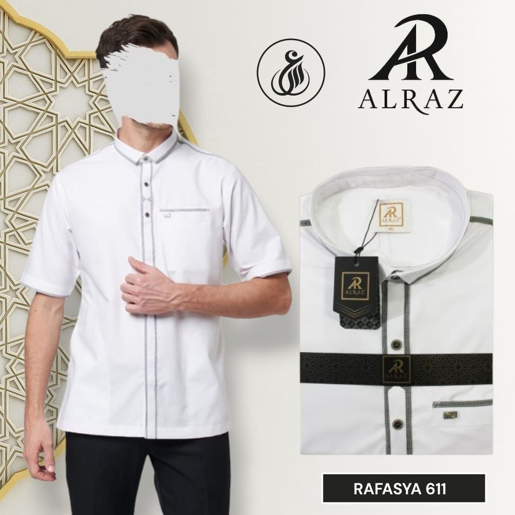 Koko Al Raz Rafasya Pendek Putih Premium Kombinasi