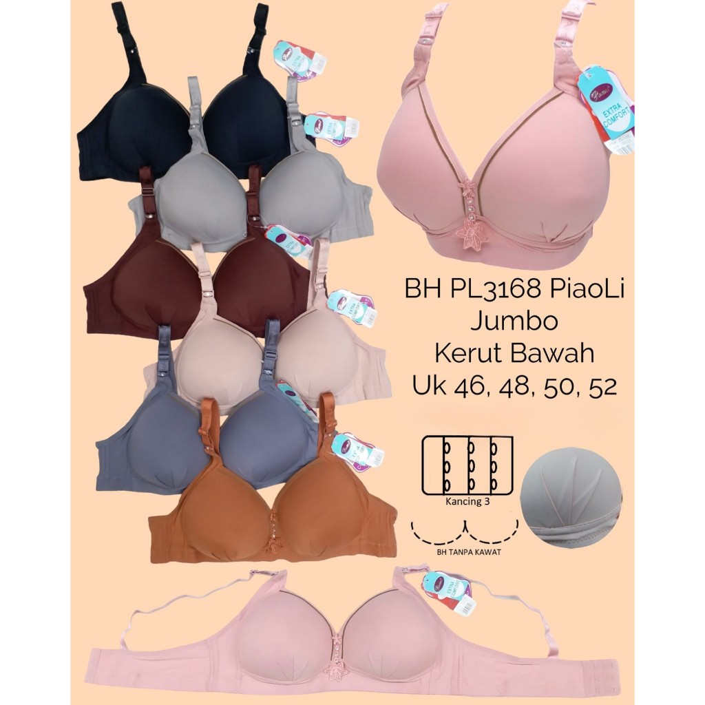 BH Piaoli 3168 Cup D Size 46-52 Tanpa Kawat