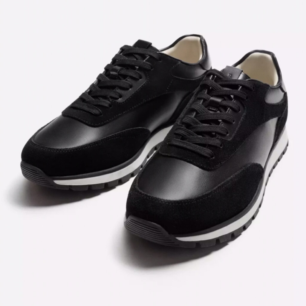 ZARA Men Shoes Casual Trainers Sneakers Sepatu Pria Black