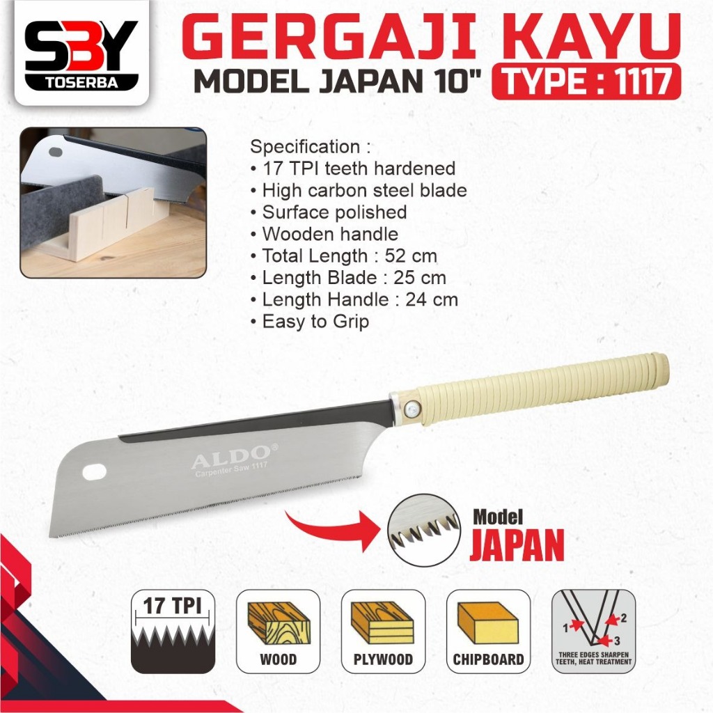 Gergaji Kayu Model Japan 10 INCH ALDO Type 1117 / gegaji tangan / gergaji manual