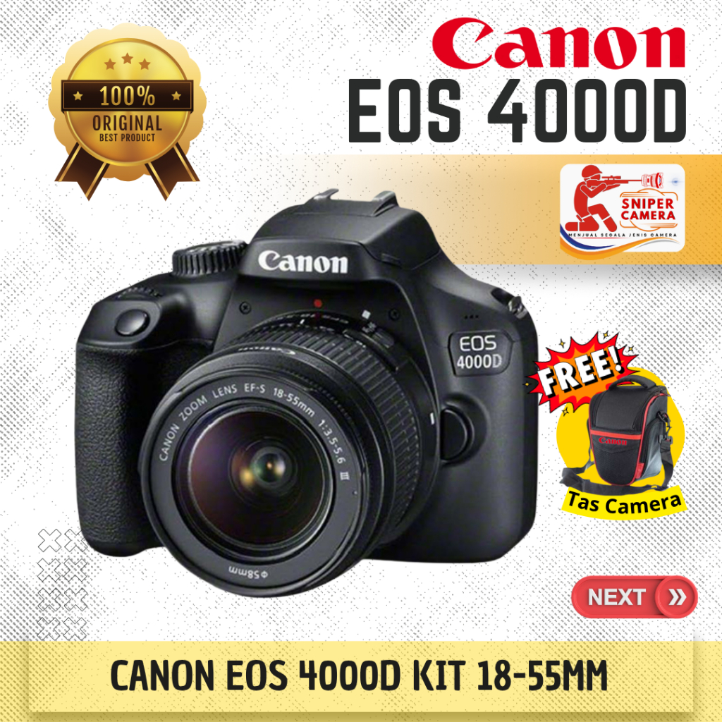 CANON EOS 4000D KIT 18-55MM – BARU & ORIGINAL 100%