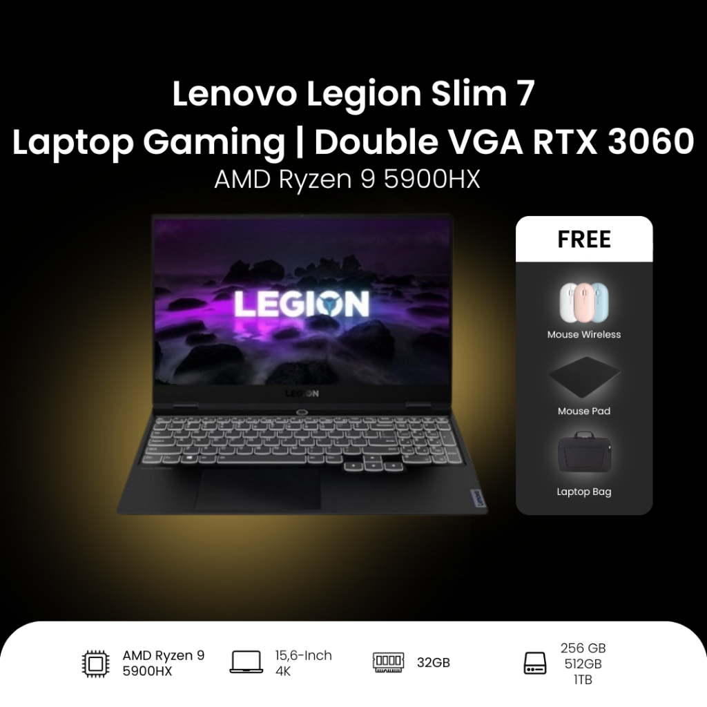 Lenovo Legion Slim 7 | AMD Ryzen 9 5900HX | Laptop Gaming | Double VGA RTX 3060