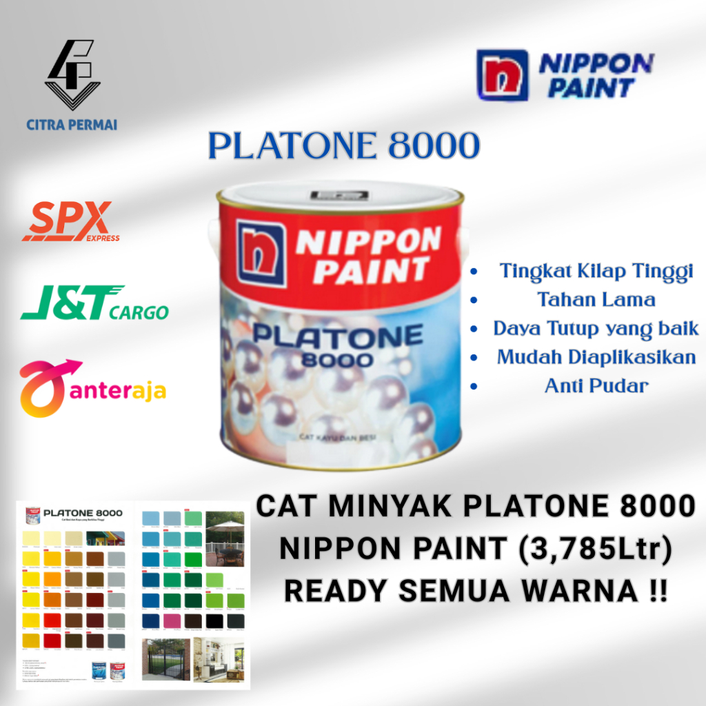 CAT MINYAK KAYU DAN BESI NIPPON PLATONE 8000 5KG (3,785 Liter) / CAT MINYAK EKONOMIS / CAT KAYU DAN 