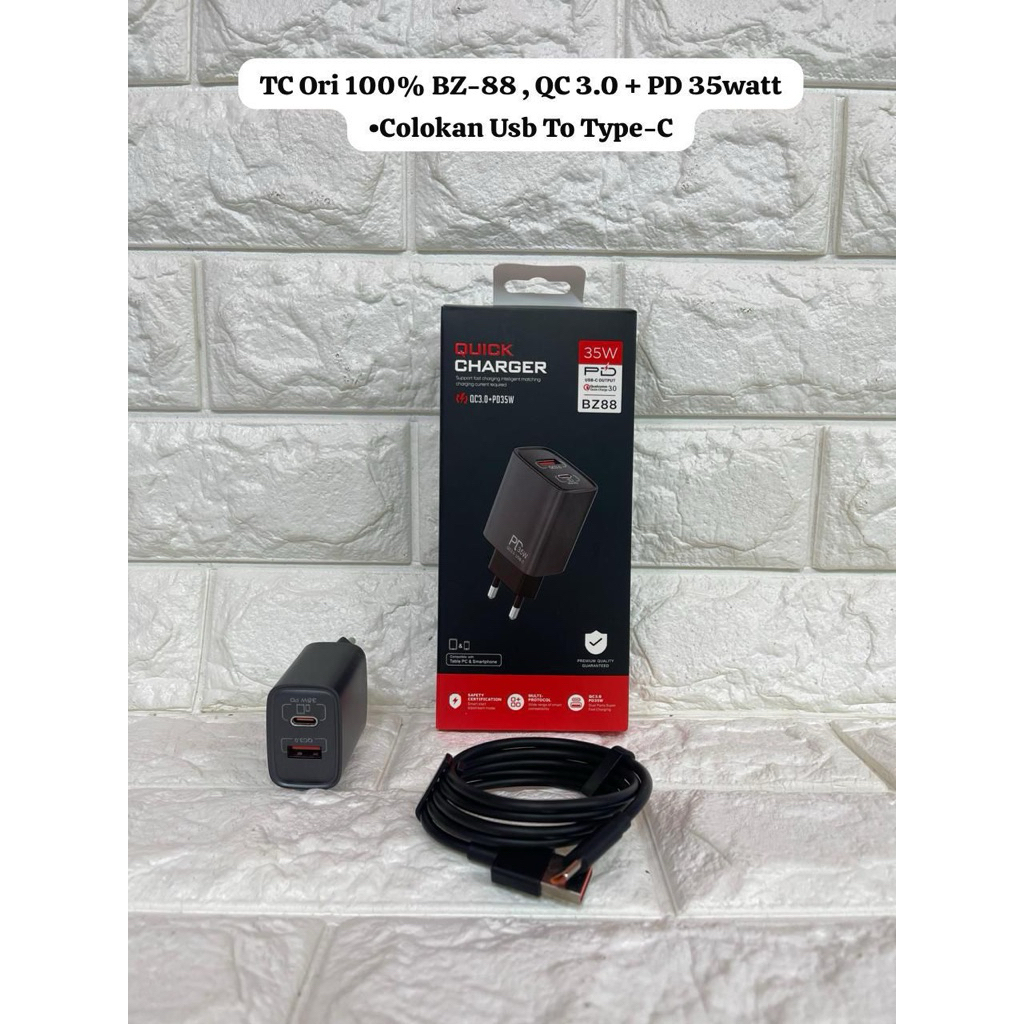 Charger Ori Fast Charging QC 3.0 PD 35 Watt Android Iphone Type C BZ-88 Casan Isi Daya Cepat