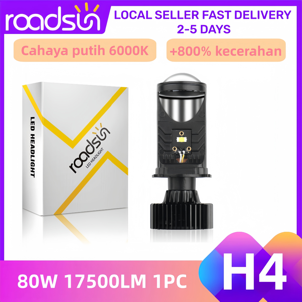 ROADSUN LED mini projector Y6D h4 led mobil motor projector super terang fokus