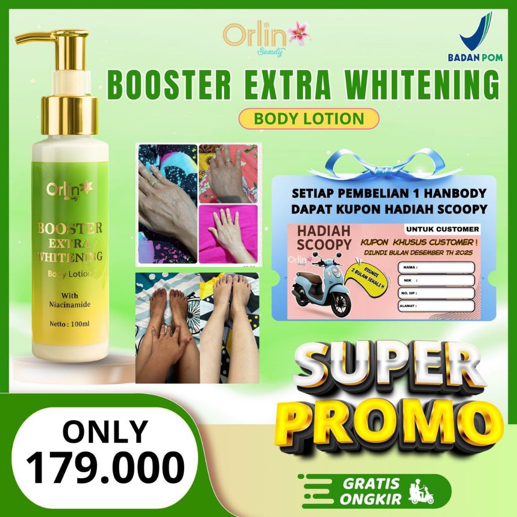HANDBODY ORLIN ORIGINAL BPOM/ HB DOSTING ORLIN BEAUTY | BOOSTER EXTRA WHITENING | bodylation ampuh p