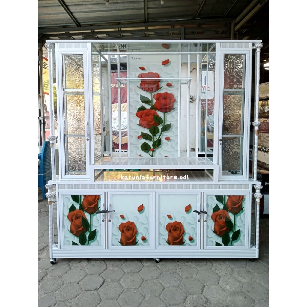BUFET TV ULIR ALUMINIUM 4 PINTU MOTIF | BISA PILIH MOTIF & WARNA | FREE ONGKIR BANDAR LAMPUNG