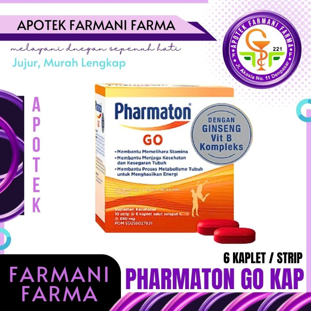 PHARMATON GO ISI 6 KAPLET STRIP/ VITAMIN/PENAMBAH STAMINA/MENJAGA KESEHATAN TUBUH