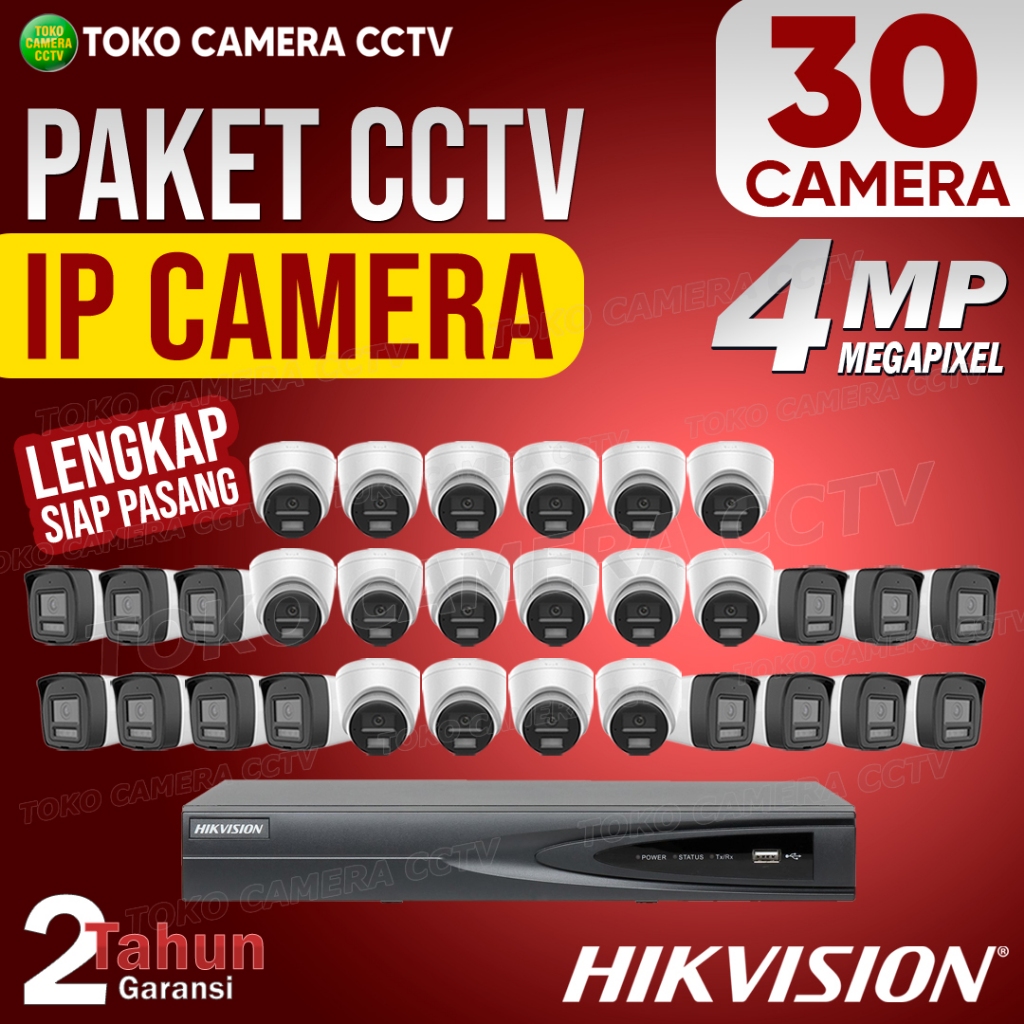 PAKET CCTV IP CAMERA HIKVISION 4MP 32 CHANNEL 30 KAMERA