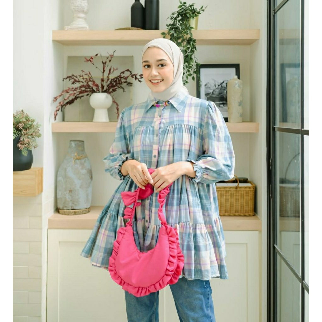 new with tag azkia plaid blue pink/Preloved Haidee Orlin/Preloved Tunik/Haidee&Orlin/HaideeOrlin/Pre