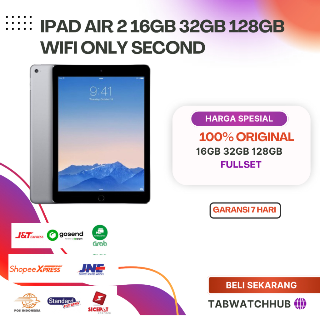 Ipad Air 2 16GB 32GB 64GB 128GB Wifi Only Second