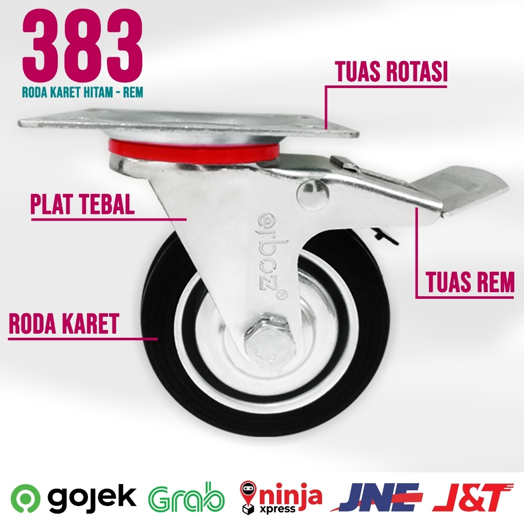 Roda Caster Etalase Troli HITAM / Roda Caster / Roda Caster HITAM / Roda karet / roda castor / roda 