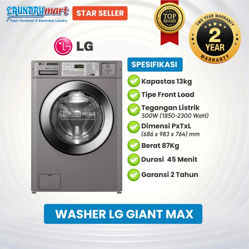 MESIN CUCI LAUNDRY/MESIN CUCI FRONT LOADING LG GIANT C 13 KG FH609FDP