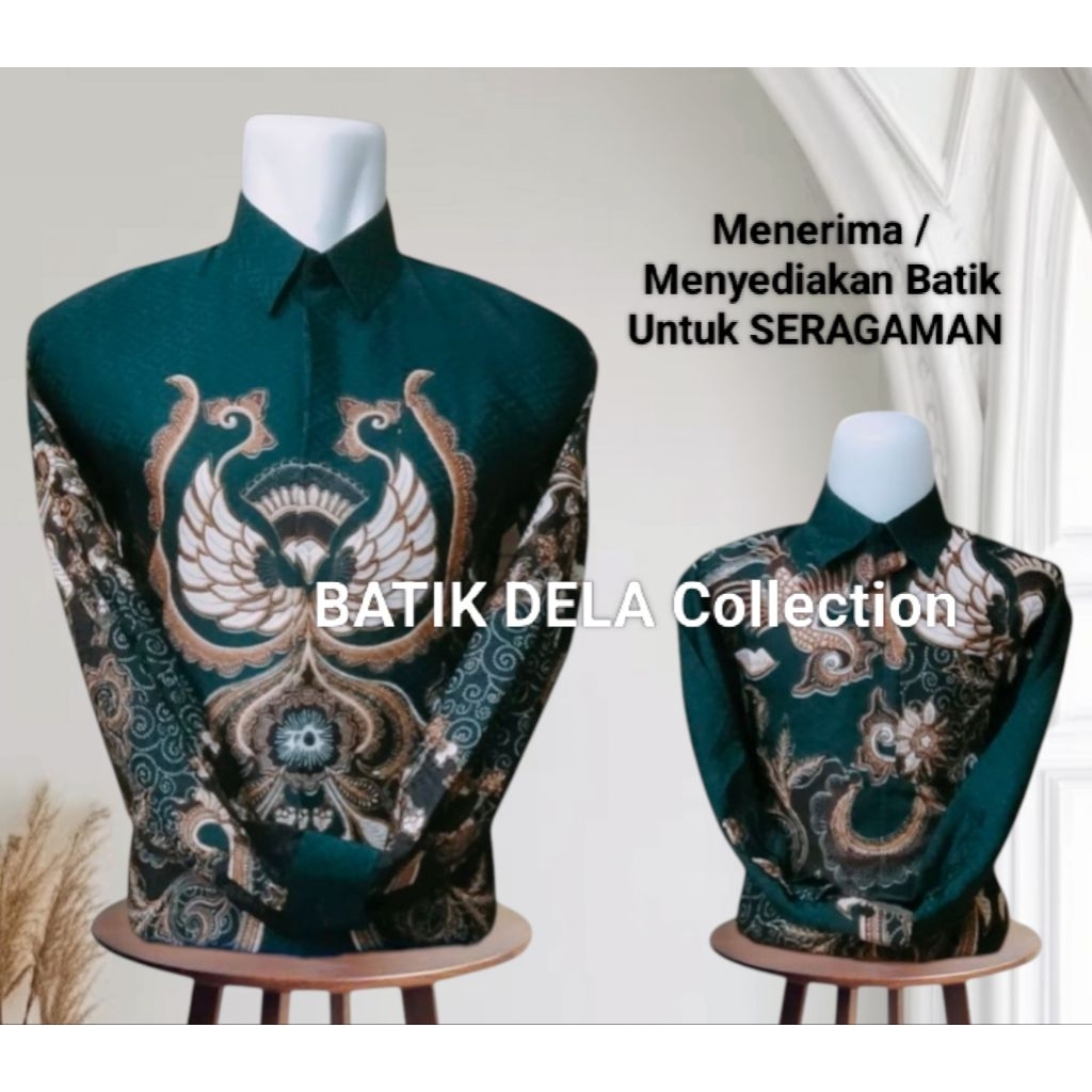 Green Emerald Batik Pria COUPLE Kemeja Lengan Panjang Dobby Premium Green Emerald sangat ELEGAN